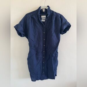 J.Crew Women’s Navy Blue Shirt Dress Relaxed Fit Linen